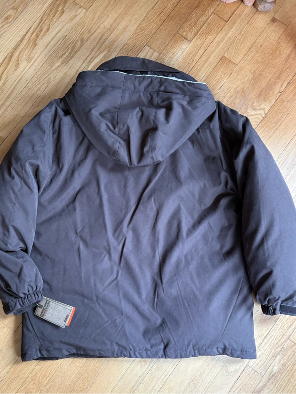 Ruff Hewn Men's Hooded Puffer Jacket in Dark Brown with Sherpa Lining - Picture 2 of 4